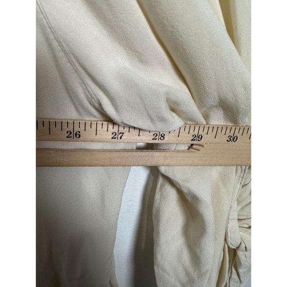 Catherines 3X Blouse Rayon Top Boho Button Down Relaxed Long Sleeve V-Neck Cream - Picture 10 of 12